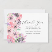 Carte Fleur sauvage rose violet 70e anniversaire Merci (Devant)