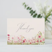 Carte Fleur sauvage simple et crémeux Merci (Debout devant)