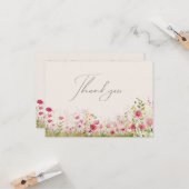 Carte Fleur sauvage simple et crémeux Merci (Devant/Arrière en situation)