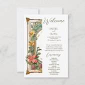 Carte Fleur sauvage Victorian Ornate Border Wedding Prog (Devant)