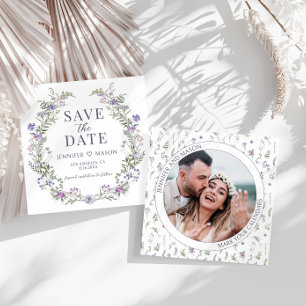 Carte Fleur sauvage violet Enregistrer l'invitation phot