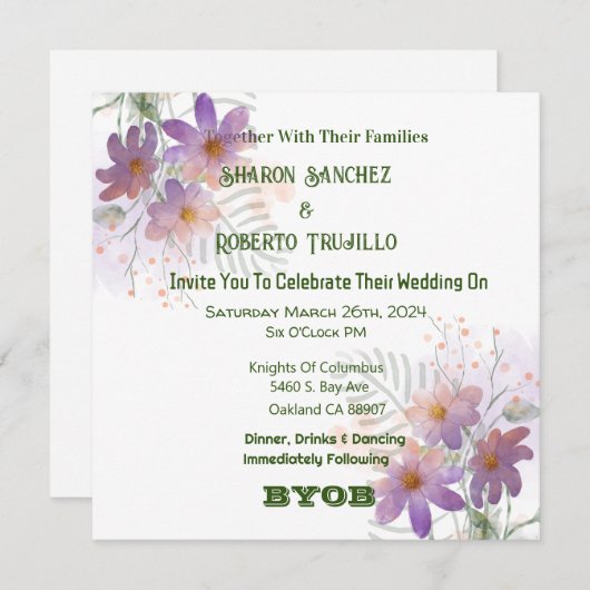 Carte Fleur sauvage violette (Devant / Derrière)