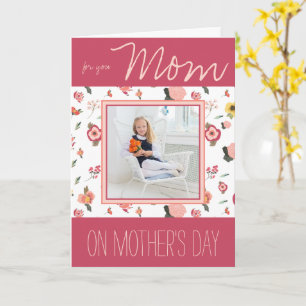 Carte Fleur simple de printemps avec photo Fête des Mère
