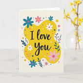 Carte Fleur Simple Je T'Aime (Fleur jaune)