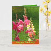 Carte Fleur Snapdragon rose Jaune Joyeux Anniversaire (Fleur jaune)