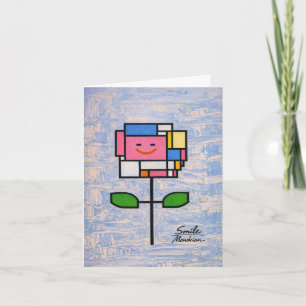Carte Fleur sourire dans le style de Mondrian Amusant He