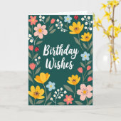 Carte Fleur Teal à Points (Fleur jaune)