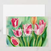 Carte Fleur Tulip de l'Aquarelle Elégante (Devant / Derrière)