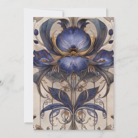 Carte Fleur Type Iris Whimsical Illustration Hello Flat (Devant)