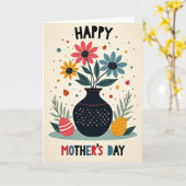 Carte Fleur Vase à Points (Fleur jaune)