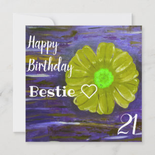 Carte Fleur verte Abstraite Bestie personnalisée Anniver