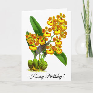 Carte Fleur vintage Orange Jaune Personnalisée