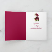 Carte Fleur vintage Roses rouges 80e anniversaire Person (Intérieur)