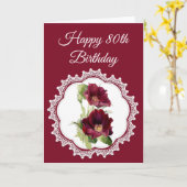 Carte Fleur vintage Roses rouges 80e anniversaire Person (Fleur jaune)