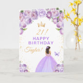 Carte Fleur violet Brunette Cheveux fille Joyeux anniver (Fleur jaune)