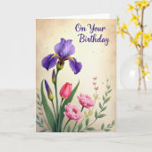 Carte Fleur Violette à Points (Fleur jaune)