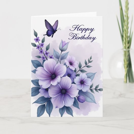 Carte Fleur Violette Joyeuse (Devant)