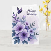 Carte Fleur Violette Joyeuse (Fleur jaune)