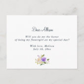 carte fleur violette pour demoiselle d'honneur (Dos)
