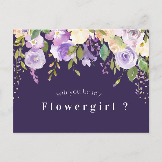 carte fleur violette pour demoiselle d'honneur (Devant)