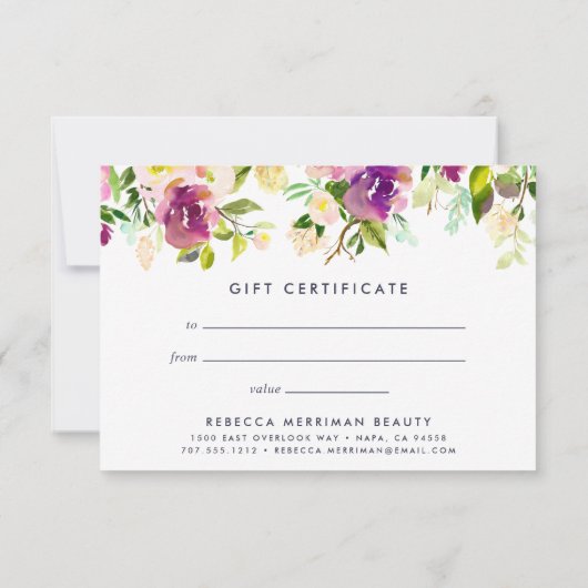 Carte Fleur vive | Certificat cadeau (Dos)