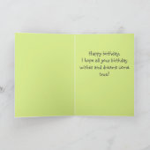 Carte Fleur vive&Cute Chat portant Casquette&Coeur Anniv (Intérieur)