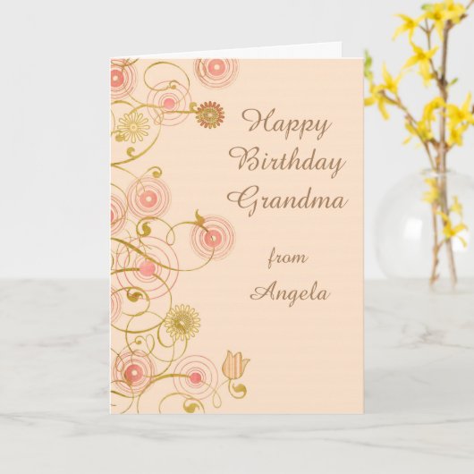 Carte Fleur Whimsical Grand-mère Anniversaire (Fleur jaune)