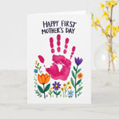 Carte Fleurie à Empreinte Fuchsia (Fleur jaune)