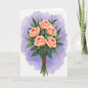 Carte Fleurie Aquarelle aux Pêches