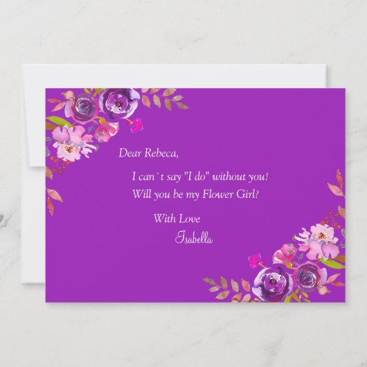 Carte Fleurie Bourgogne Veux-Tu Être Ma Demoiselle (Dos)