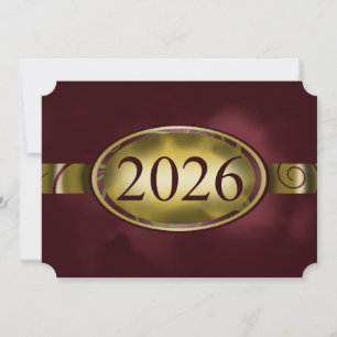 Carte Fleurie Bouton Bordeaux et Or 2026