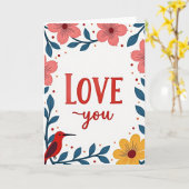 Carte Fleurie Classique Love You (Fleur jaune)