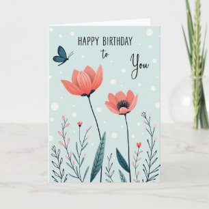 Carte Fleurie Corail d'Anniversaire