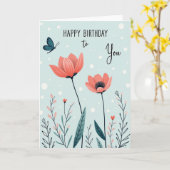 Carte Fleurie Corail d'Anniversaire (Fleur jaune)
