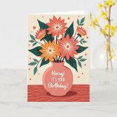 Carte Fleurie d'Anniversaire Hourra (Fleur jaune)