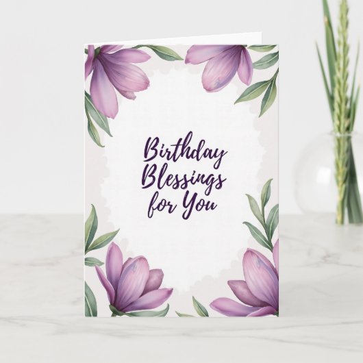 Carte Fleurie de Vœux d'Anniversaire (Devant)