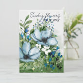 Carte Fleurie 'Envoi de Fleurs Bleus' (Debout devant)