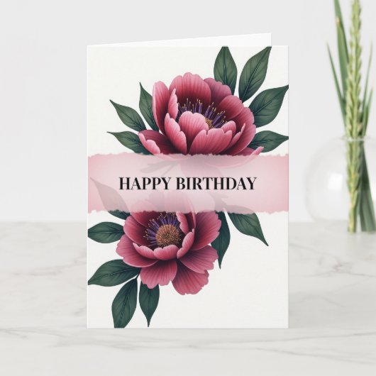 Carte Fleurie Fuchsia Rayée (Devant)