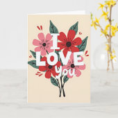 Carte Fleurie Je T'Aime (Fleur jaune)