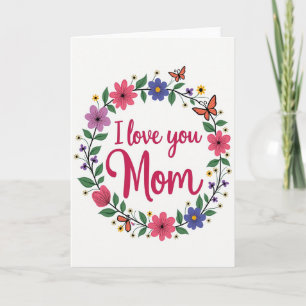 Carte Fleurie 'Je t'aime Maman'