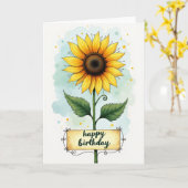 Carte Fleurie Joyeux Anniversaire (Fleur jaune)