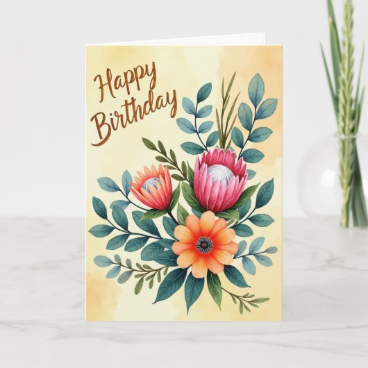 Carte Fleurie Joyeux Anniversaire (Devant)