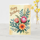 Carte Fleurie Joyeux Anniversaire (Fleur jaune)