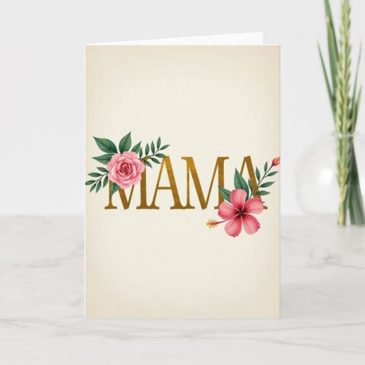 Carte Fleurie Maman d'Amour Dorée (Devant)