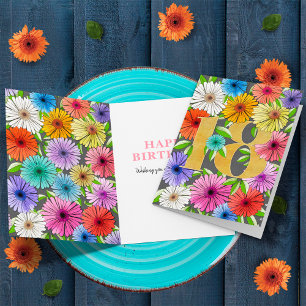 Carte Fleurie Personnalisée 18e Anniversaire Gris 