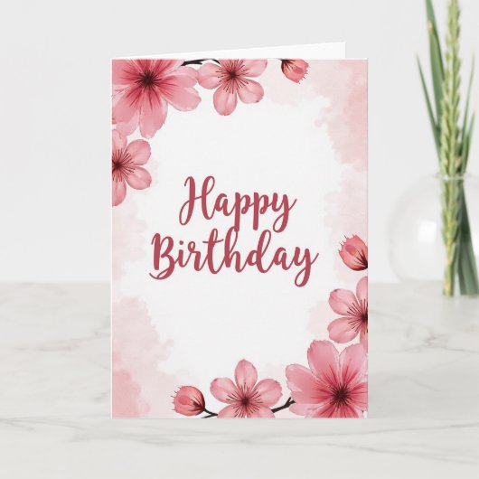 Carte Fleurie Rose Rayée (Devant)