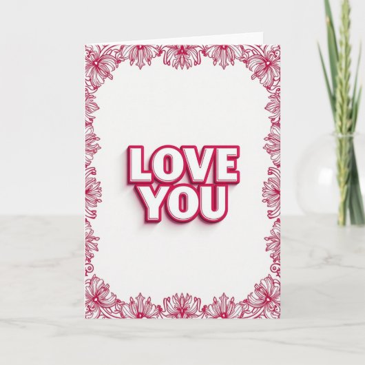 Carte Fleurie Simple Je T'Aime (Devant)
