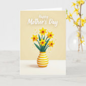 Carte Fleurie Vase Rayé (Fleur jaune)