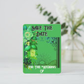Carte Fleurie Verte Save The Date Sunrise (Debout devant)