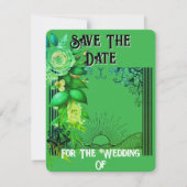 Carte Fleurie Verte Save The Date Sunrise (Devant)
